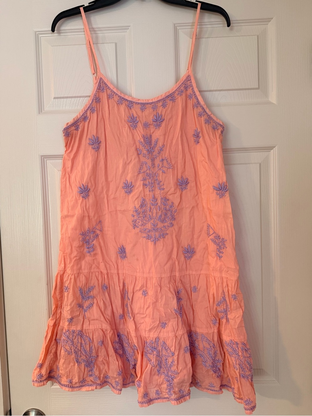 Roller Rabbit Peach Mini Dress with Lavender Embroidery